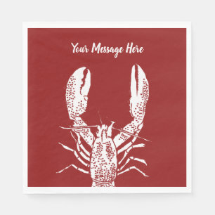 Red and White Lobster Personalized Napkin