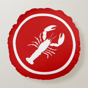 Red  and white Lobster Round Pillow