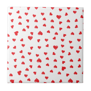 Red and White Love Heart Tile
