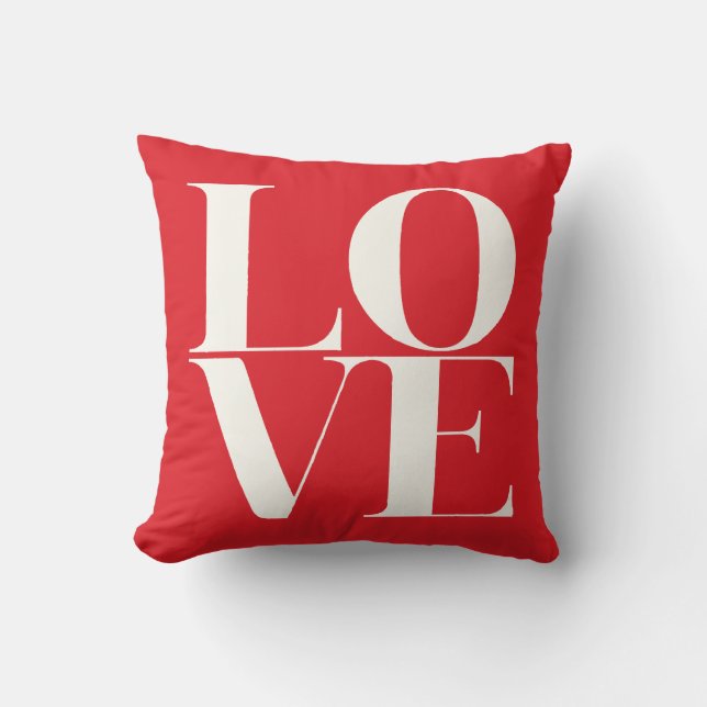 Red and White LOVE Valentine's Day Pillow (Front)