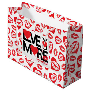 Red and White Love You More Large Gift Bag