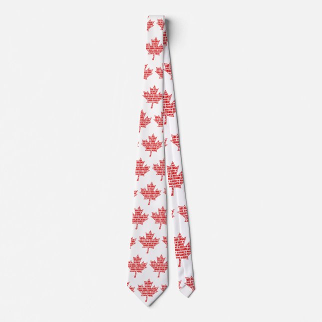 Red and White Made in Canada Maple Leaf Tie (Front)