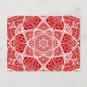 Red and White Mandala - Loergann in Cherry Postcard