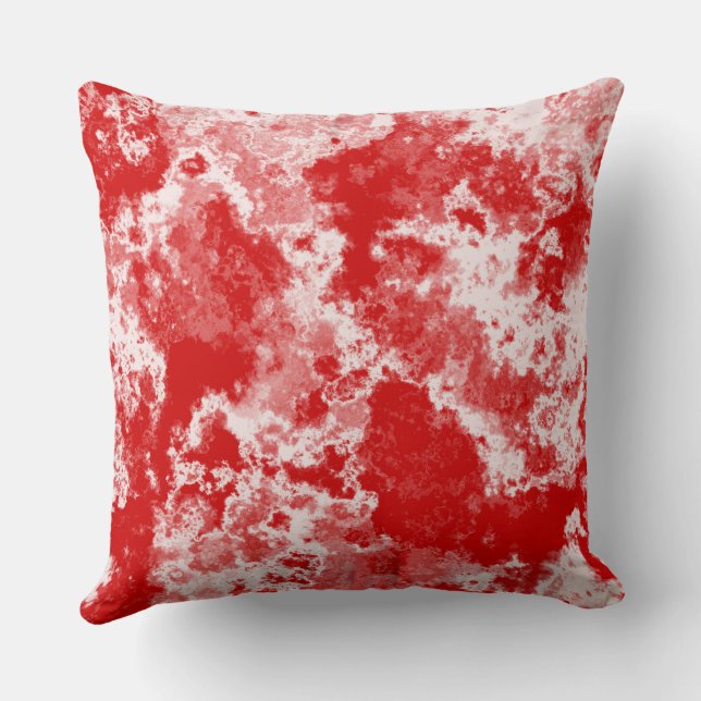 Red and White Marble abstract Throw Pillow (Back)