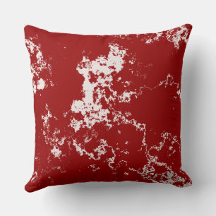 Red and White Marble abstract Throw Pillow