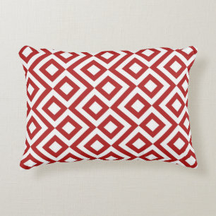 Red and White Meander Accent Pillow