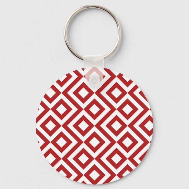Red and White Meander Keychain (Front)