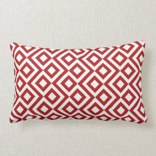 Red and White Meander Lumbar Pillow