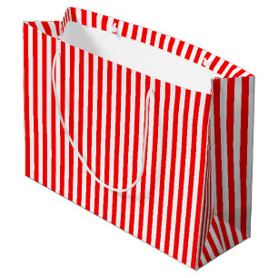 Red and White Medium Size Vertical Stripes Large Gift Bag