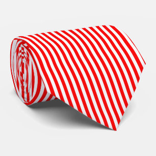 Red and White Medium Size Vertical Stripes Tie
