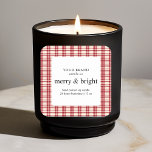 Red and White Merry and Bright Candle  Square Sticker<br><div class="desc">Add a cheerful holiday touch to your candles with this Red and White Merry and Bright Candle Sticker. Featuring bold red and white typography, this festive sticker is perfect for spreading holiday joy. Ideal for gifting candles, party favours, or enhancing your own holiday decor, this sticker captures the magic of...</div>