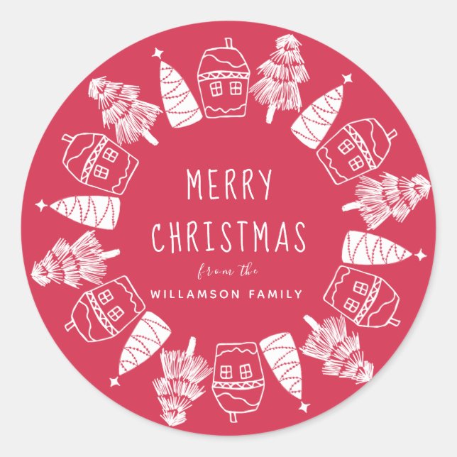 Red and White Merry Christmas Custom Envelope Seal (Front)