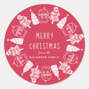 Red and White Merry Christmas Custom Envelope Seal