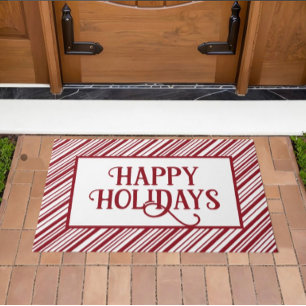 Red and White Merry Christmas Doormat