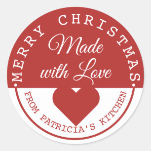 Red And White Merry Christmas Made With Love Classic Round Sticker