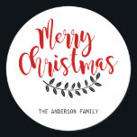 Red and White Merry Christmas Personalized Sticker<br><div class="desc">Red and White Merry Christmas Personalized Sticker</div>