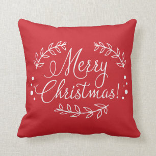 Red and White Merry Christmas Pillow