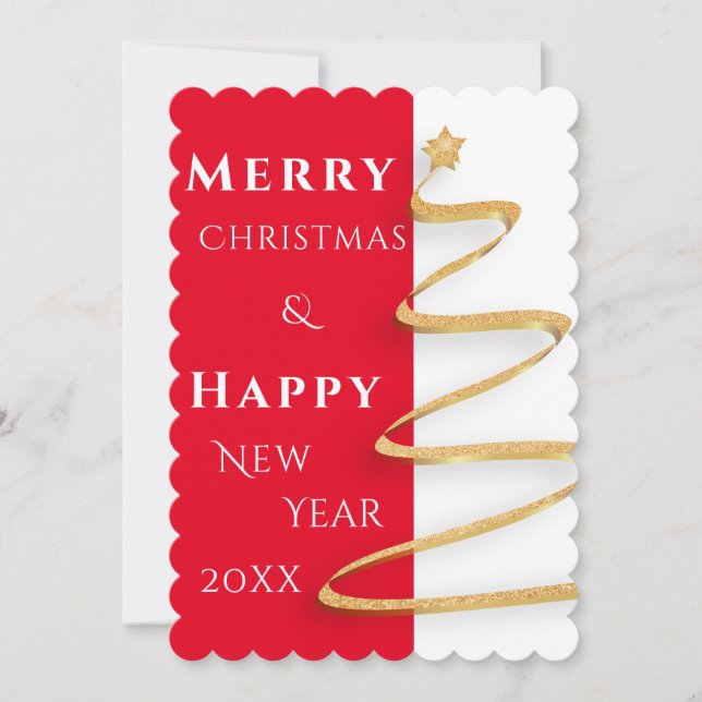 Red And White Merry Christmas Single Photo Card (Front)