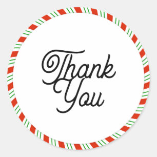 Red And White Minimalist Christmas Thank You Classic Round Sticker