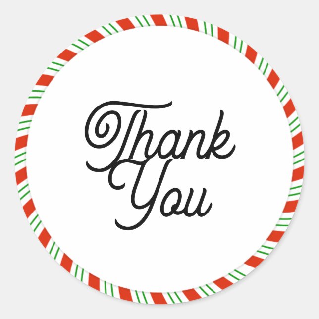 Red And White Minimalist Christmas Thank You Classic Round Sticker (Front)