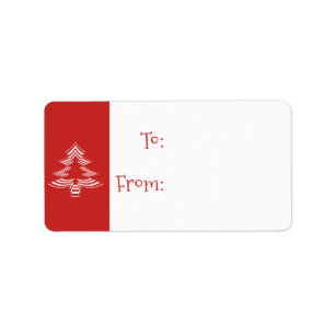 Red and White Minimalist Christmas Tree Gift Tags