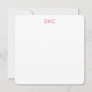 RED and White Minimalist Square Flat Note  Invitation