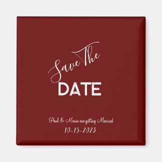 Red and White Minimalist Wedding Save the Date Magnet