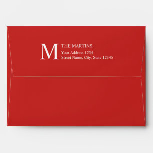 Red and White Modern Elegant Holiday Greeting Card Envelope