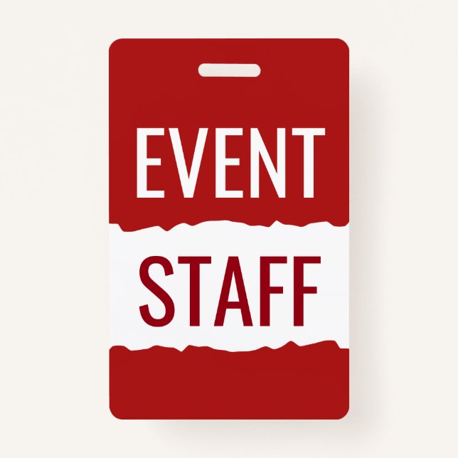 Red  And White Modern Event Staff Badges (Front)