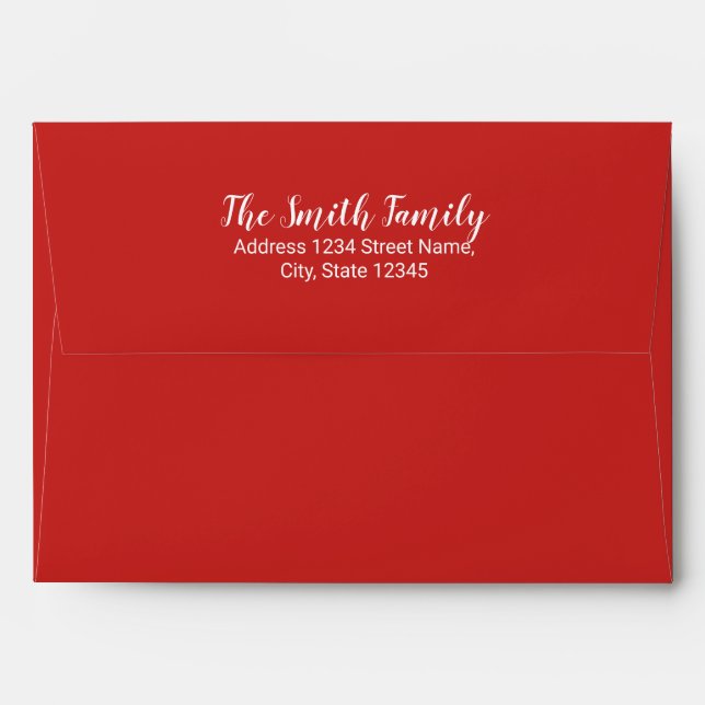 Red and White Modern Holiday Greeting Card Envelope (Back (Top Flap))