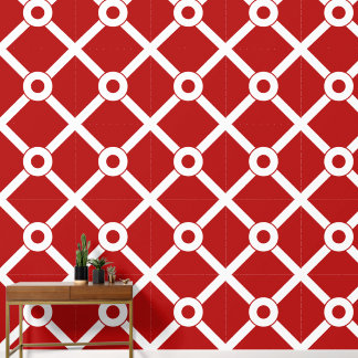 Red and White Modern Lattice Wallpaper