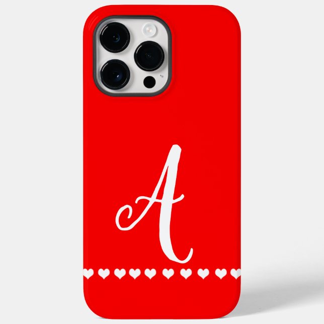 Red and White Monogram Initial Case-Mate iPhone C Case-Mate iPhone Case (Back)