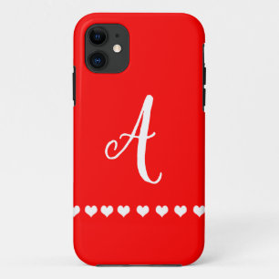 Red and White Monogram Initial iPhone 11 Case