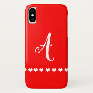 Red and White Monogram Initial Case-Mate iPhone Case