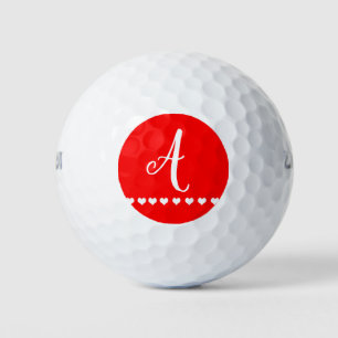 Red and White Monogram Initial   Golf Balls