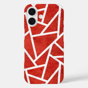 Red and white mosaic pattern iPhone 16 case