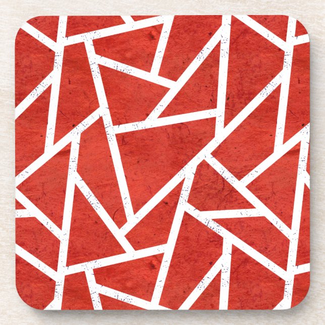 Red and white mosaic pattern coaster (Front)