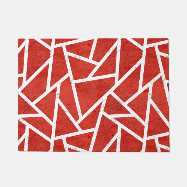 Red and white mosaic pattern doormat (Front)