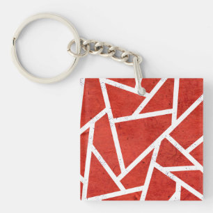 Red and white mosaic pattern keychain