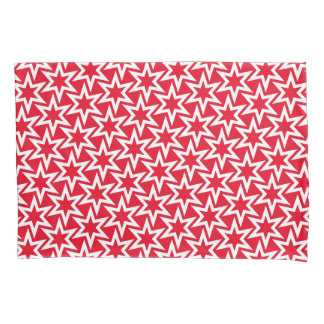 Red And White Motif | Geometric Star Pattern Pillowcase