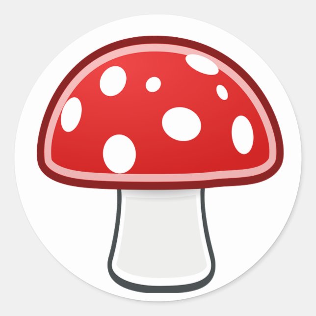 Red and White Mushroom on White Sticker (Front)