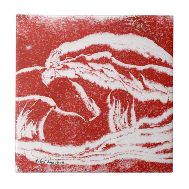 Red and white  mushroom, toadstool ceramic tile. tile (Front)