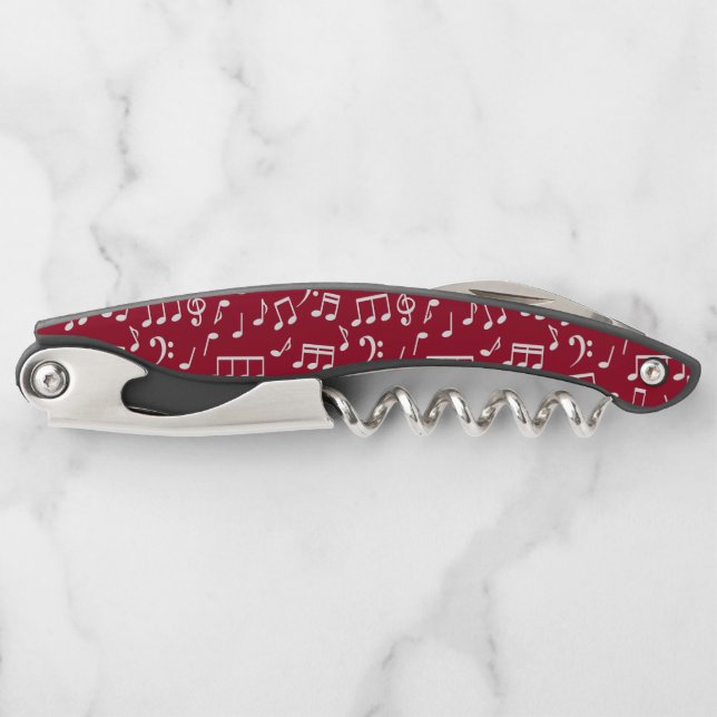 Red and White Music Notes Corkscrew (Front)