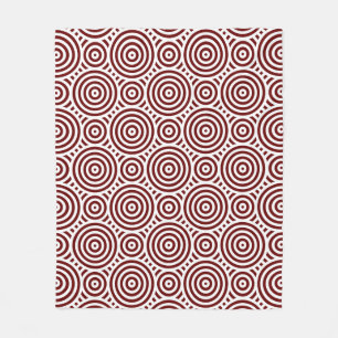 Red and White Nested Circular Repeat Pattern Fleece Blanket