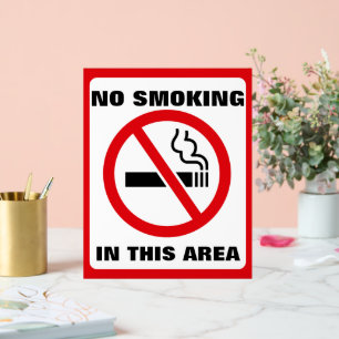 Red and White No Smoking Acrylic Sign