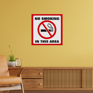 Red and White No Smoking Poster