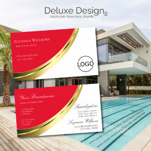 Red and White Noble Gold Decor with Logo Business Card