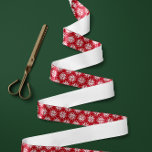 Red and White Nordic Snowflake Pattern Satin Ribbon<br><div class="desc">The classic winter motif of snowflakes gets a modern twist with this pixelated, Nordic style, snowflake pattern in red and white. Wrap your holiday gifts in a warm and cheery ribbon to bring cozy Christmas vibes to friends and family. If red and white isn't your thing, you can easily change...</div>