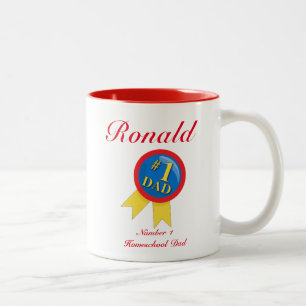Red and White Number One Homeschool Dad Two-Tone Coffee Mug