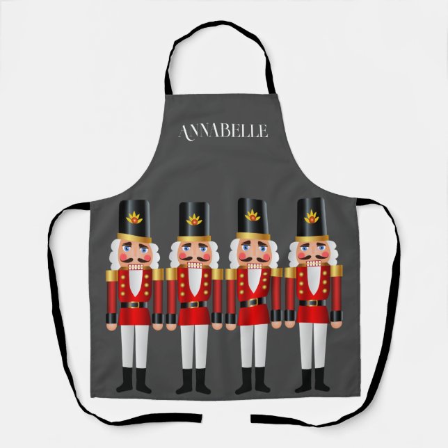 Red and White Nutcrackers Personalize Apron (Front)